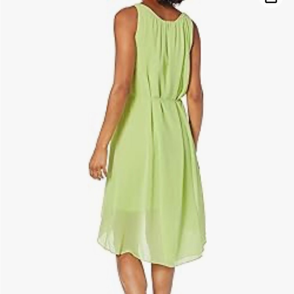 Tahari Everleigh High-Low Sheer Wrap Dress in Celery stalk green -Size Large NWT - Picture 2 of 11